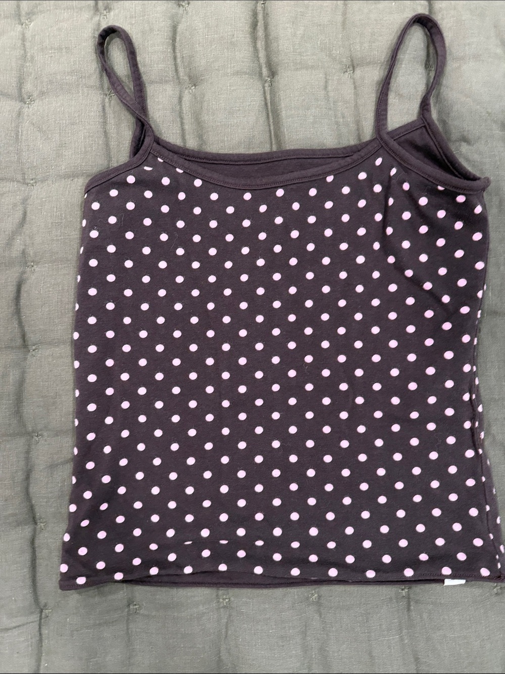 Hollister Reversible Brown Spaghetti Strap Tank with Pink Polka Dots